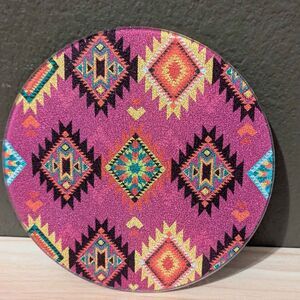 Vintage 8" purple Southwestern-inspired hard top trivet/hot pad